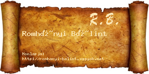 Romhányi Bálint névjegykártya